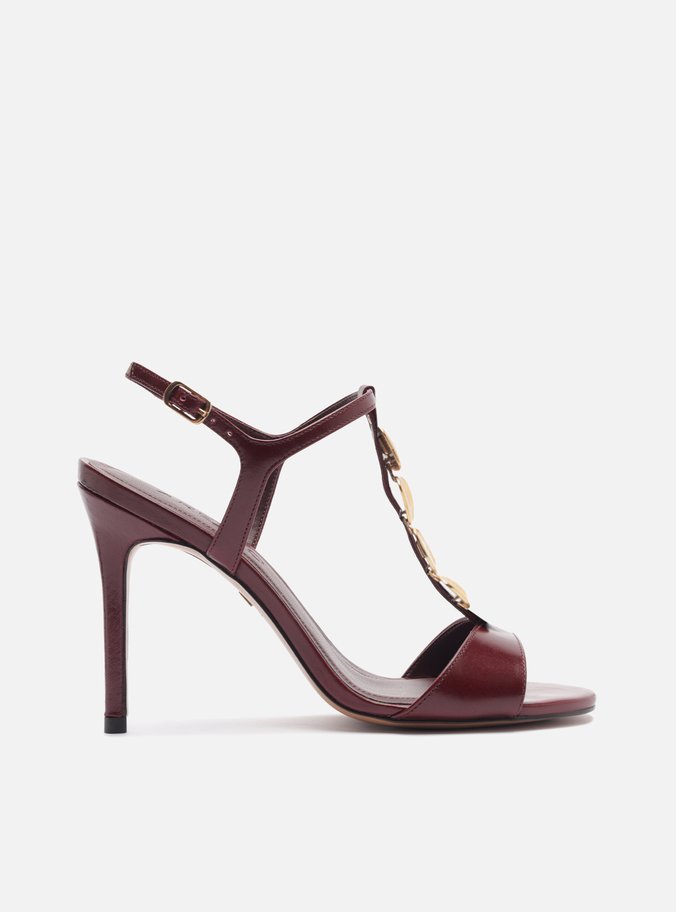 Sandália Marrom Couro Salto Alto