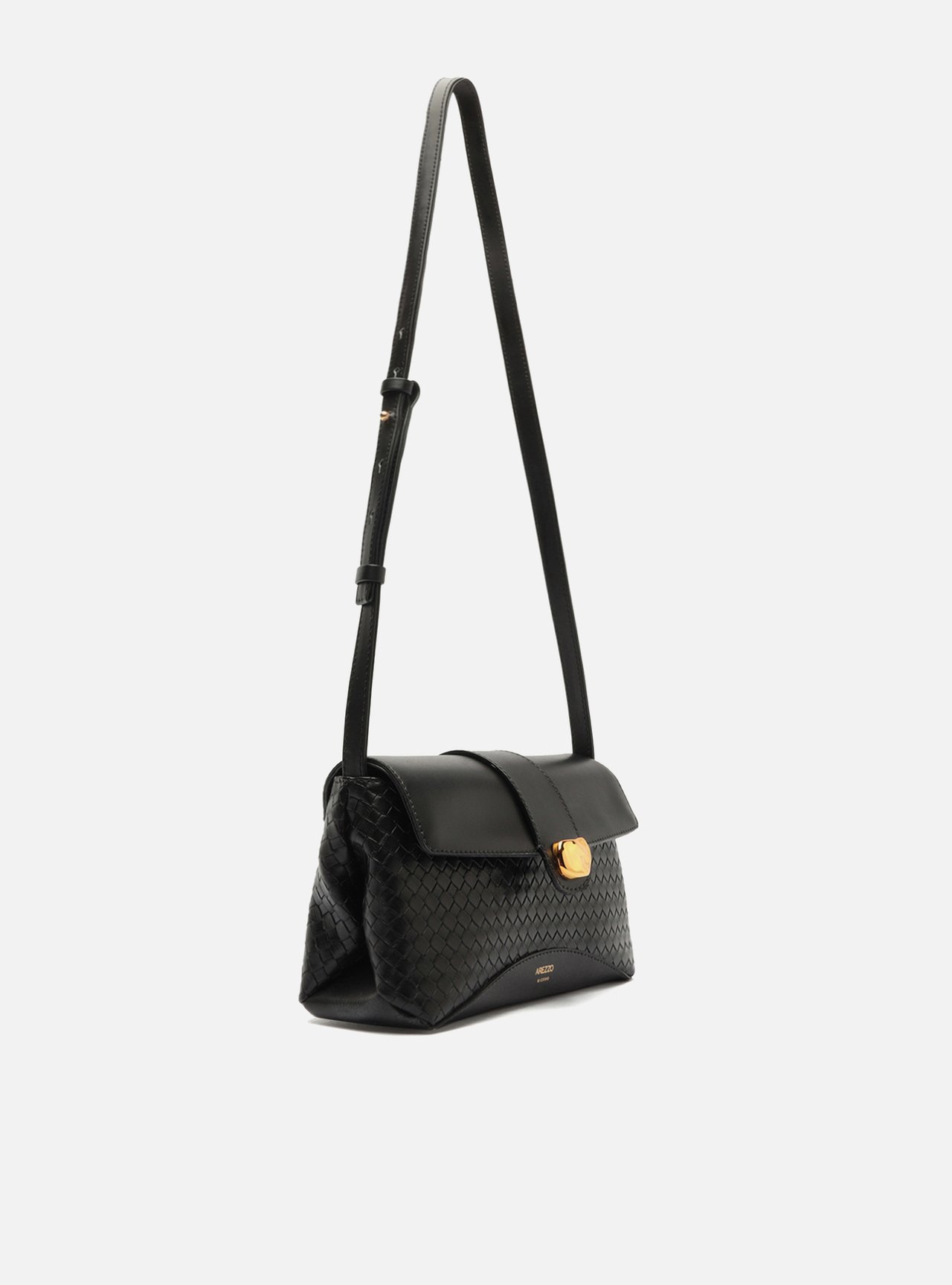 Bolsa Tiracolo Preta Média Tressê Metais — foto 5