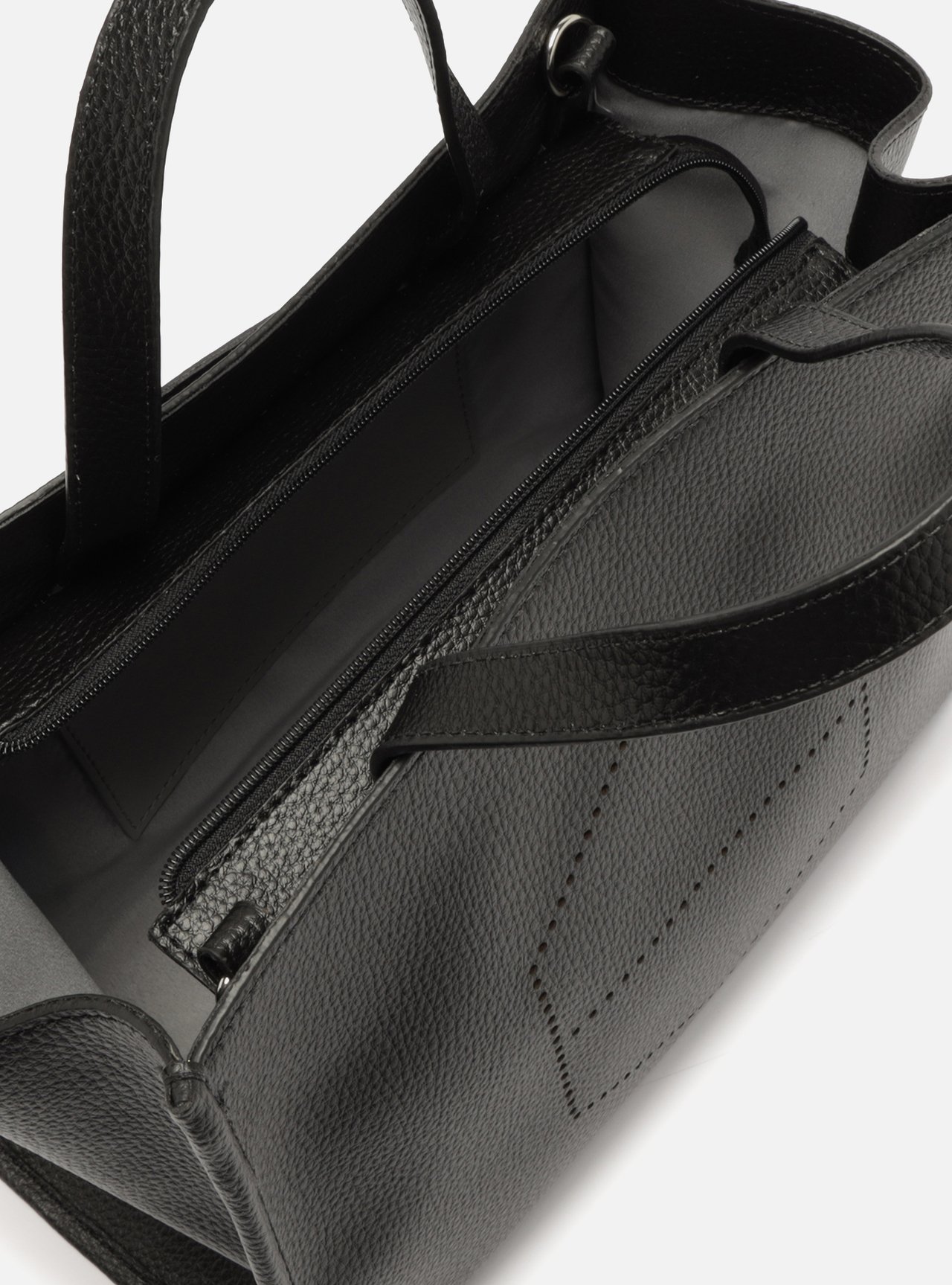 Bolsa Tote Preta Grande Logo Perfurado — foto 4