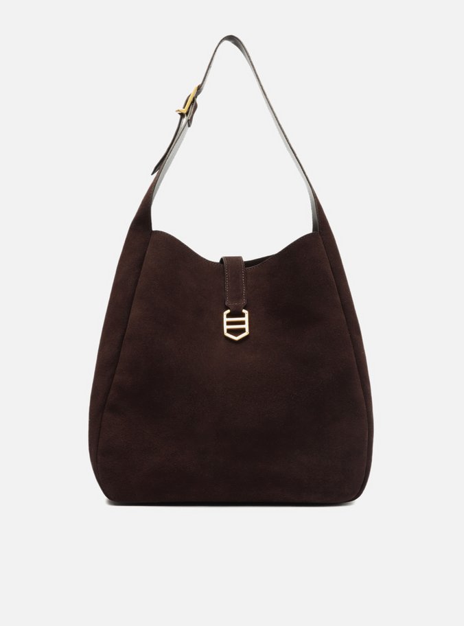Bolsa Hobo Marrom Couro Acamurçado 