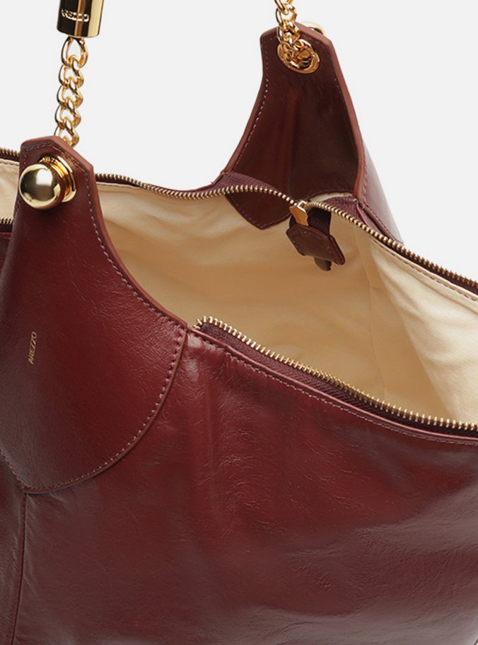 Bolsa Hobo Vinho Couro Grande Alça Trança