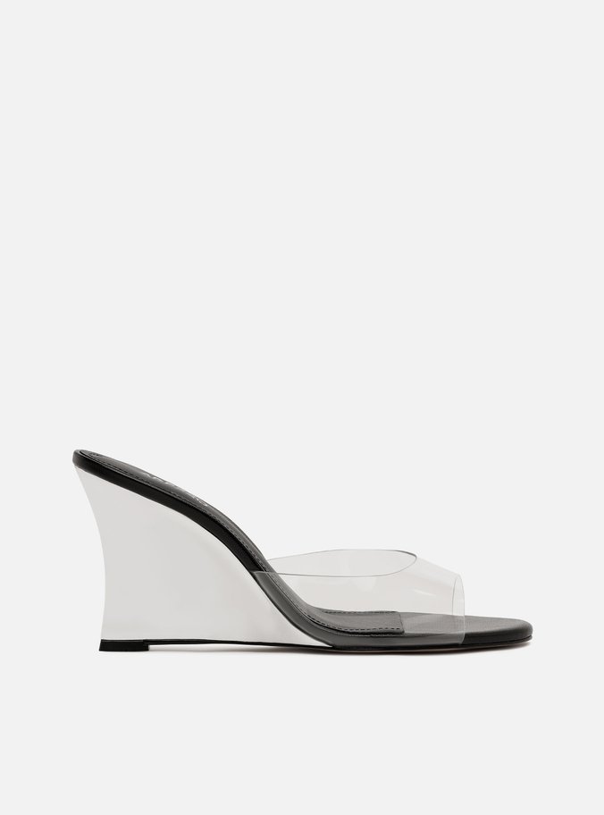 Tamanco Off-White Vinil Salto Alto Anabela