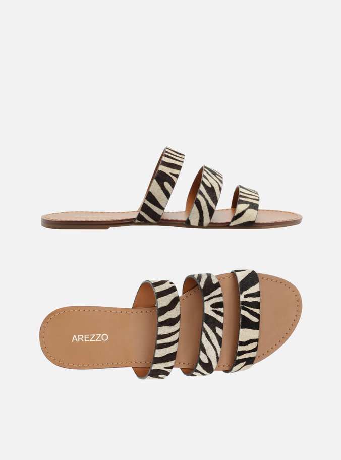 Rasteira Animal Print Flat Tiras Trio