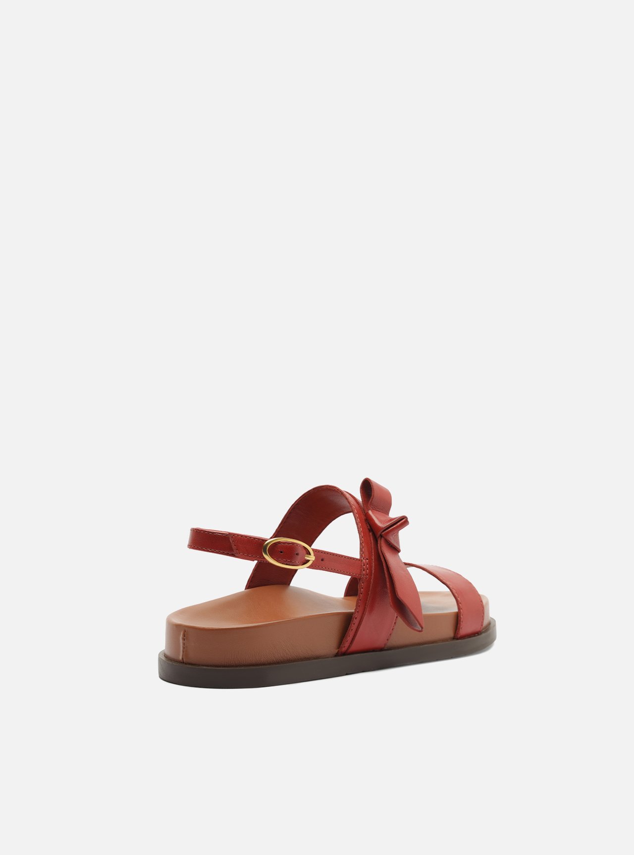 Sandália Papete Marrom Couro Flatform Fivela Laço — foto 3