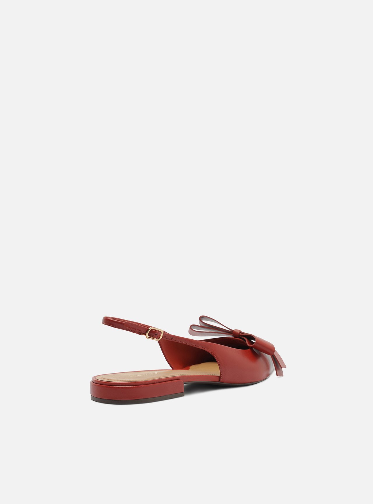 Sapatilha Vermelha Couro Bico Fino Slingback Laço — foto 3