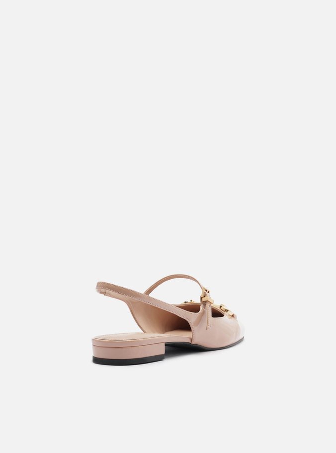 Sapatilha Boneca Bege Verniz Slingback Bridão