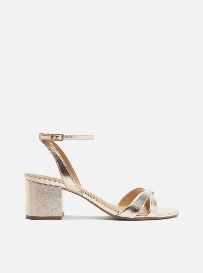 Sandália Dourada Salto Bloco Special Occasion
