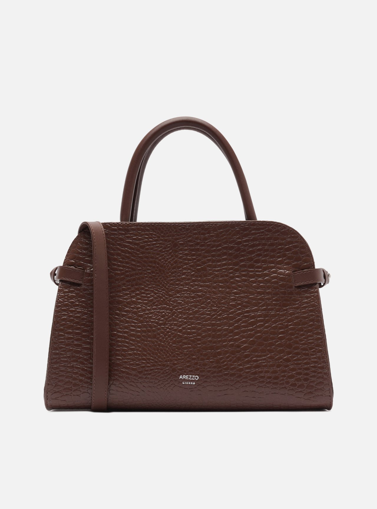 Bolsa Tote Marrom Croco Grande Rebites — foto 3