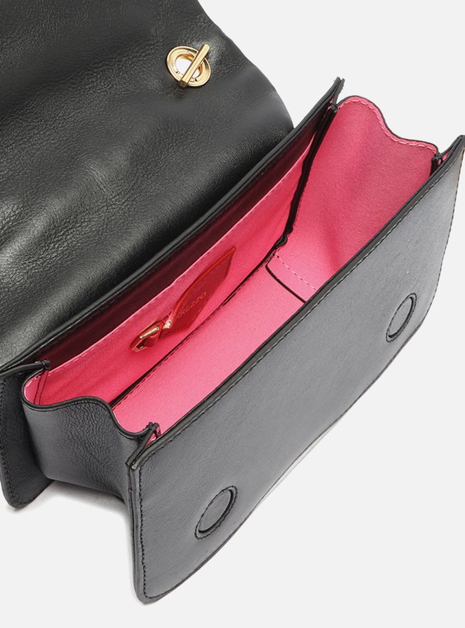 Bolsa Tiracolo Preta Couro Nobuck  Pequena