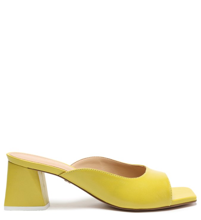 Mule Verde Couro Bico Quadrado Lorena