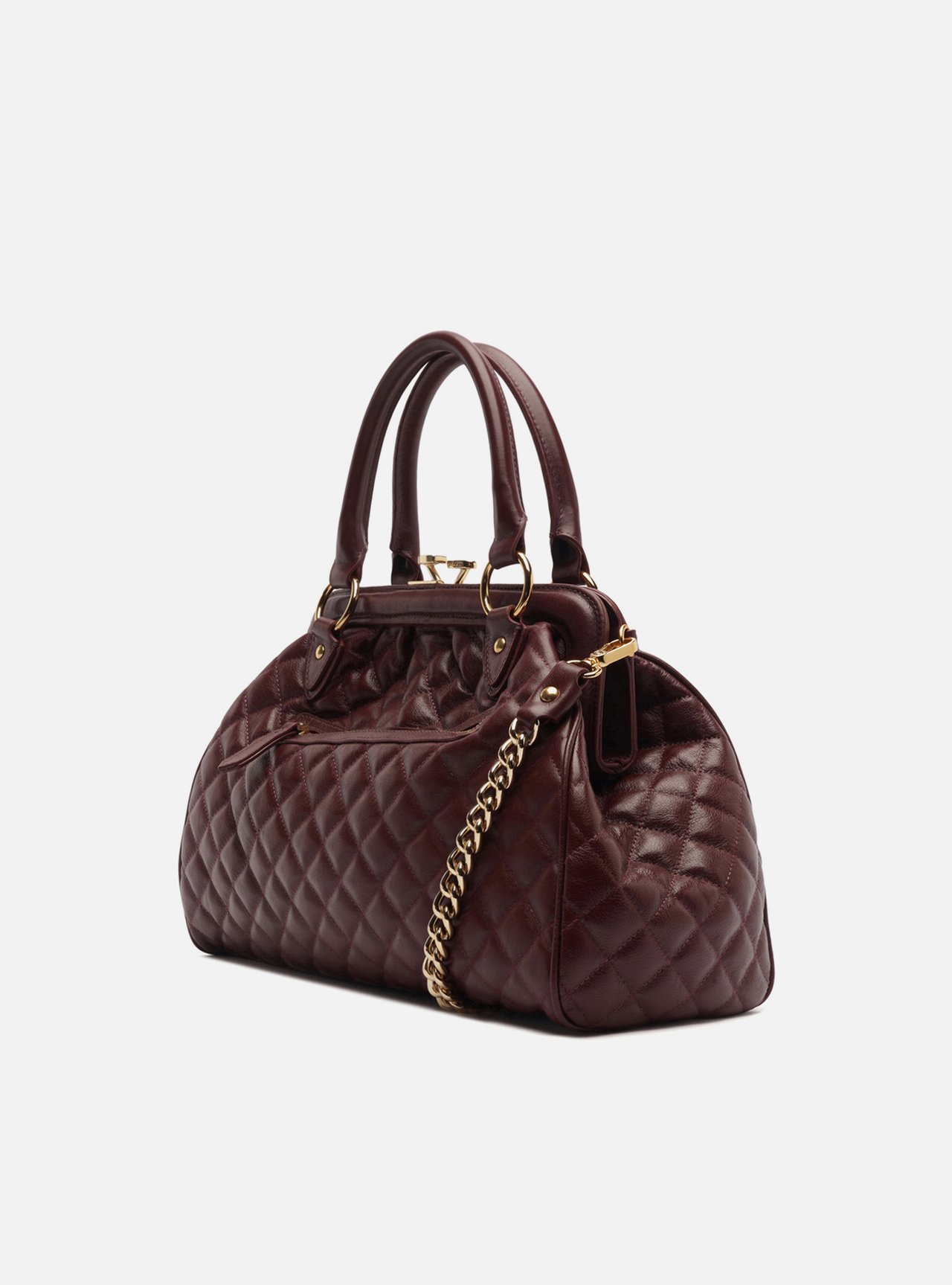 Bolsa Tote Bordô Couro Grande Matelassê Corrente — foto 2