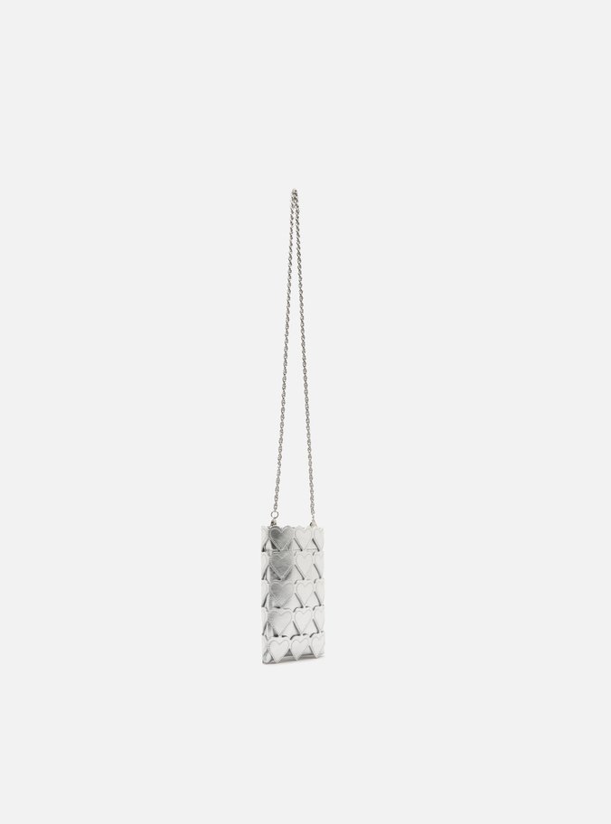 Mini Bag Prata Couro Porta-Celular Love
