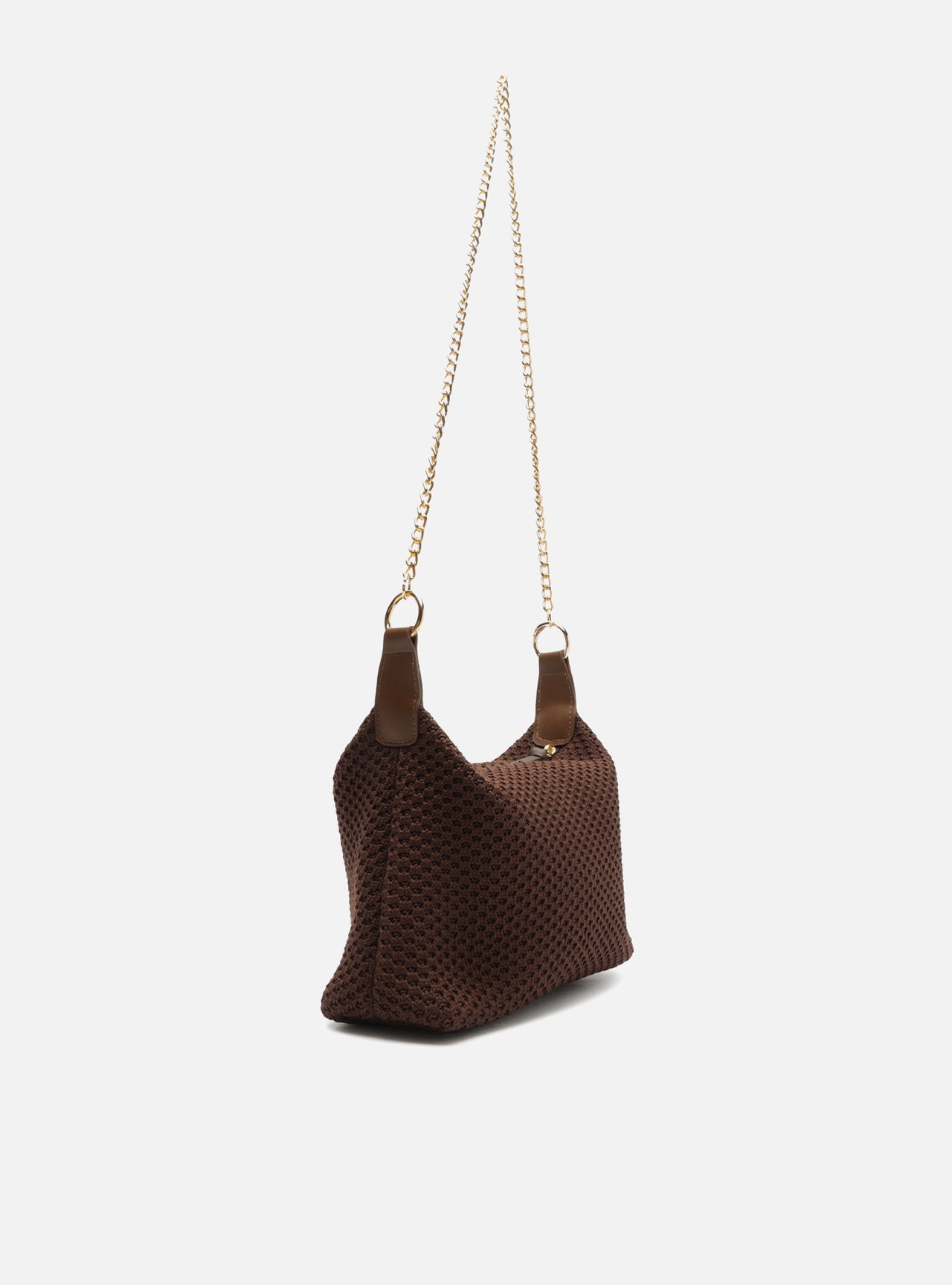 Bolsa Tiracolo Marrom Knit Pequena Corrente Brizza — foto 3