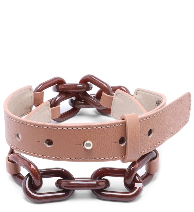 Cinto Nude Couro Mila Corrente Pale Nut