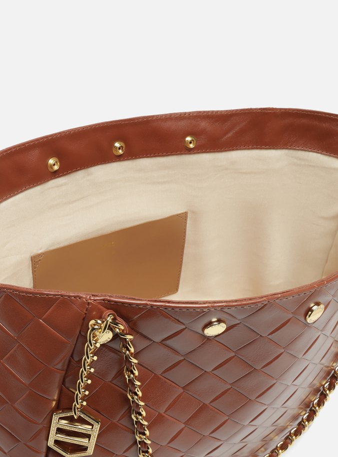 Bolsa Shopping Couro Marrom Grande