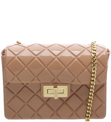 Bolsa Tiracolo Vinil Pequena Carmella Nude Vintage
