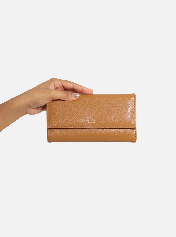 Carteira Marrom Couro Grande Básica