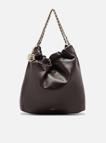 Bolsa Hobo Vermelho Couro Grande Alça Corrente