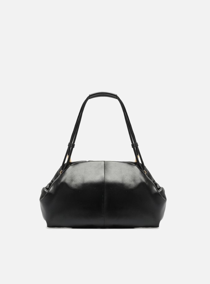 Bolsa Tiracolo Preta Couro Média Aplicações