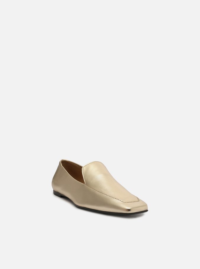 Mocassim Dourado Bico Quadrado Easy