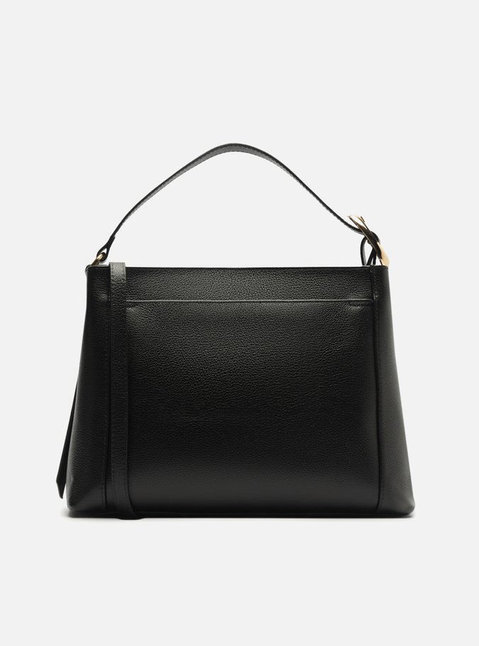 Bolsa Tote Preta Couro Grande Básica