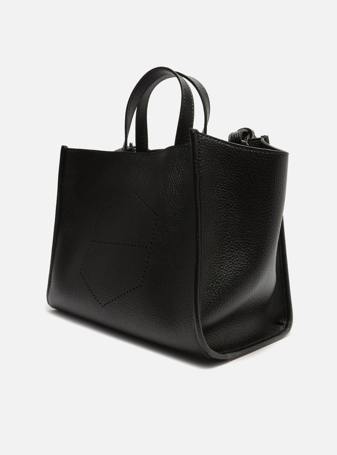 Bolsa Tote Preta Grande Logo Perfurado
