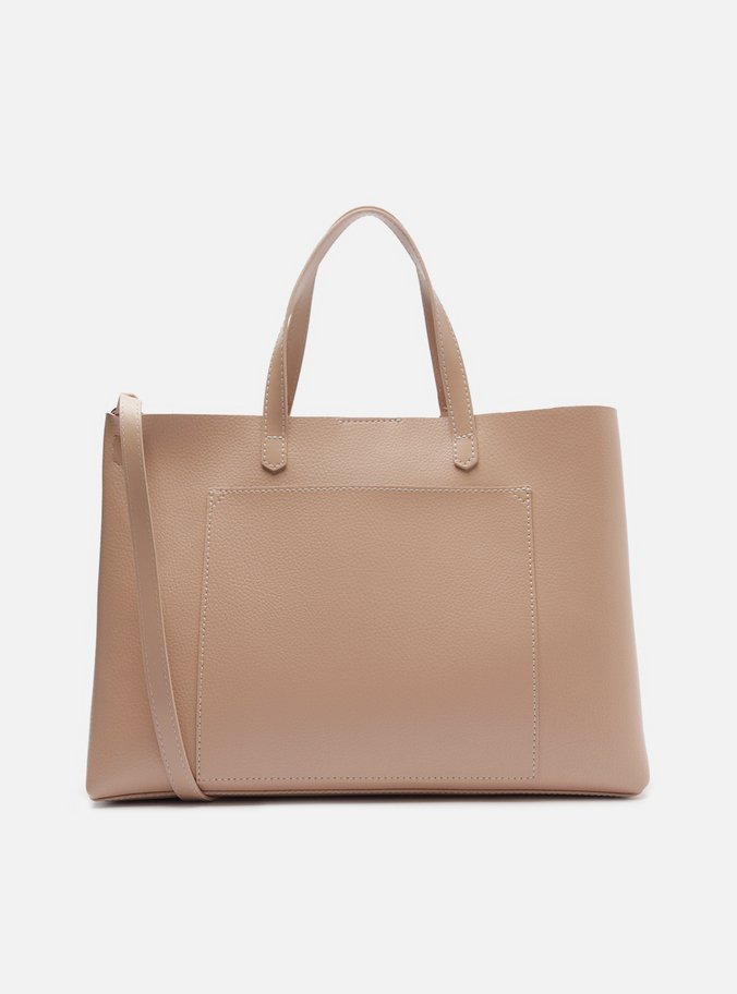 Bolsa Tote Bege Grande Bag Charm Hexágono