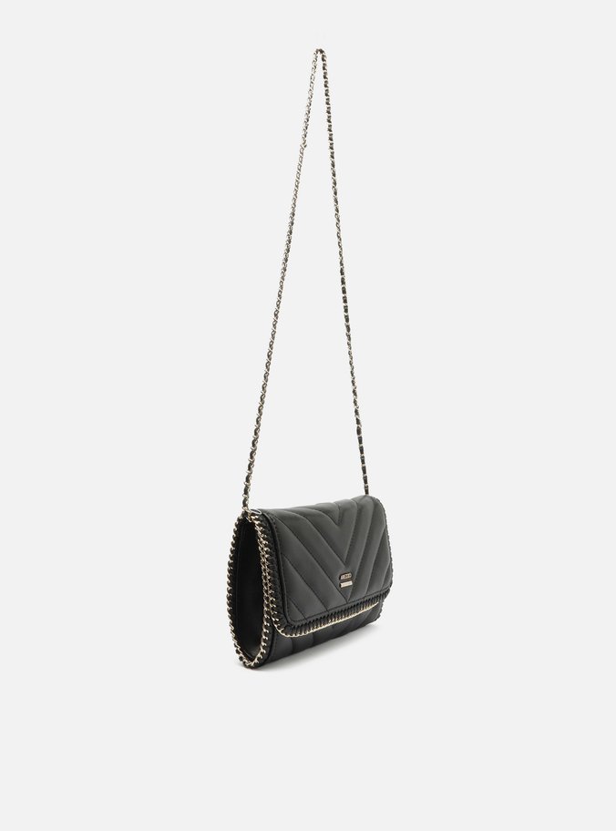 Bolsa Tiracolo Preta Pequena Matelassê Corrente