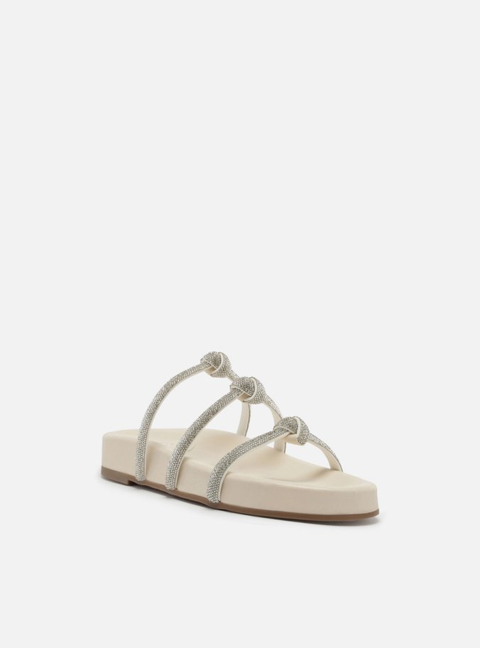 Papete Off-White Tiras Nós Strass Glam