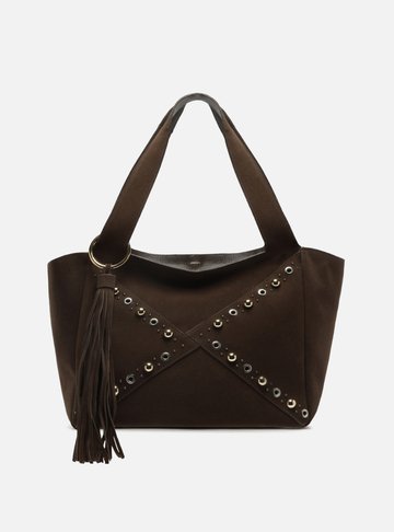 Bolsa Shopping Marrom Couro Becca Grande