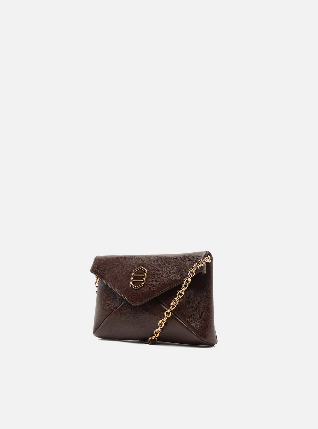 Bolsa Tiracolo Marrom Couro Pequena Corrente — foto 2