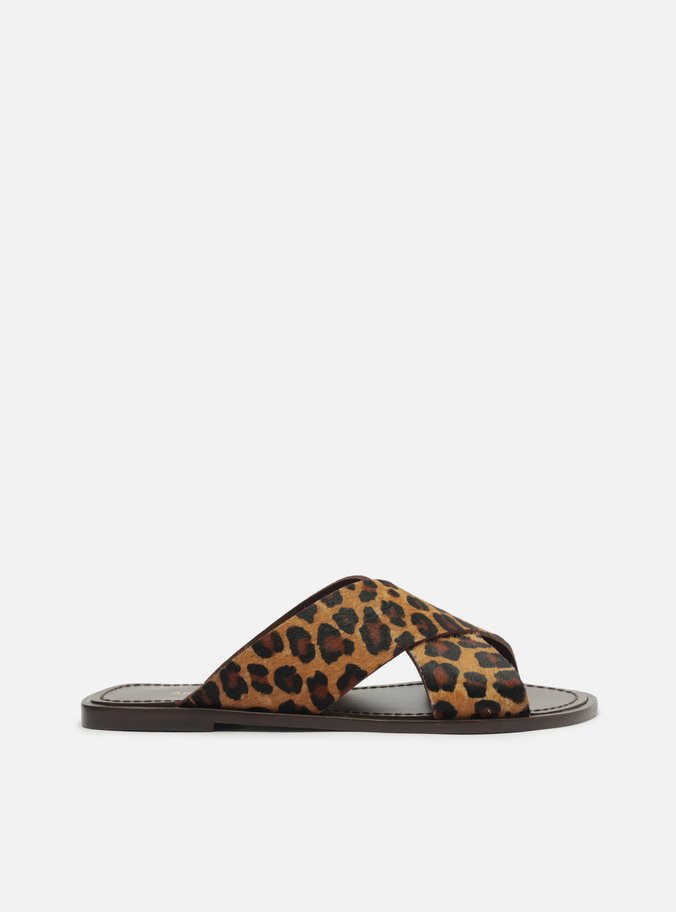 Rasteira Animal Print Tiras Largas Cruzadas