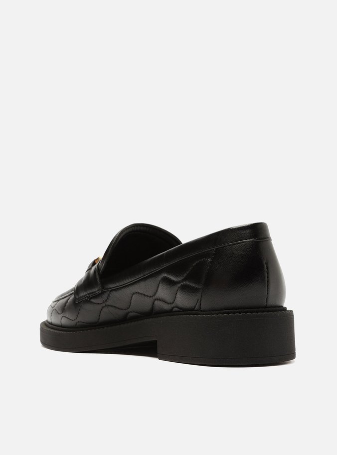 Mocassim Preto Couro Matelassê Clara