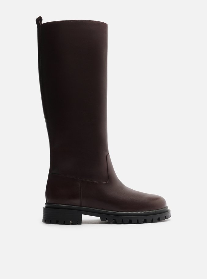 Bota Marrom Couro Cano Longo Tratorada Montaria