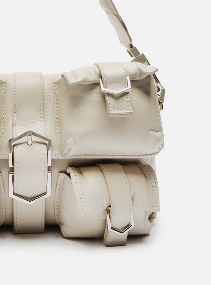 Bolsa Tiracolo Off-White Couro Pequena Bolsos