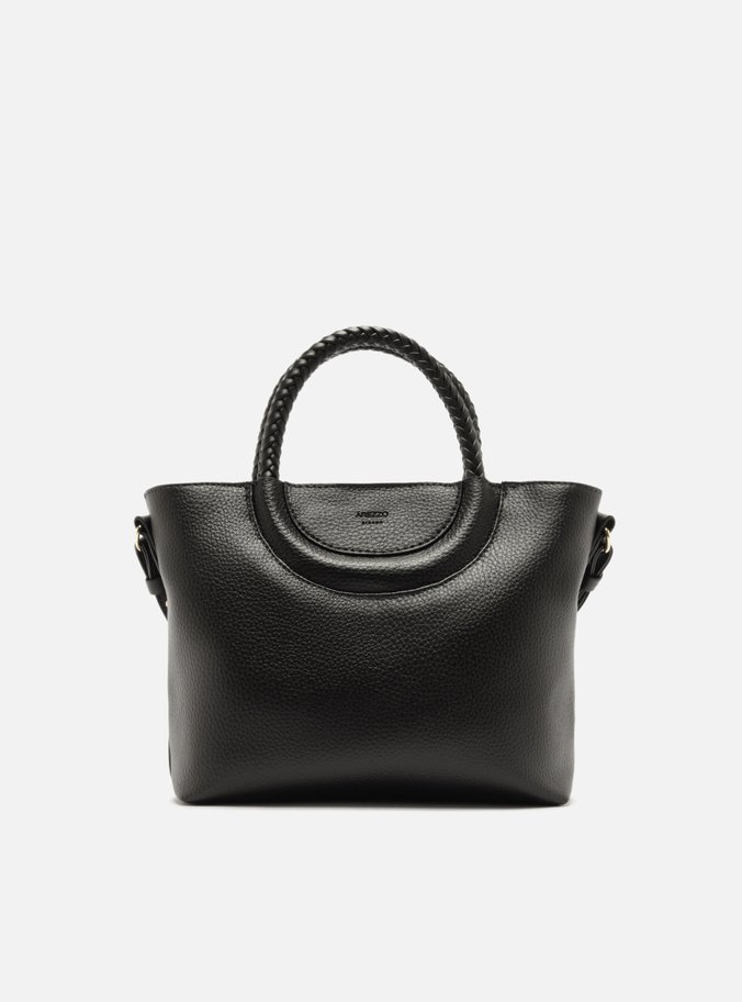 Bolsa Tote Preta Média Alça Trançada