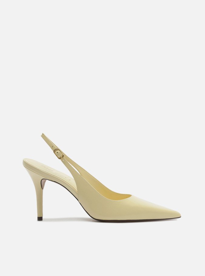 Scarpin Amarelo Salto Fino Fivela Slingback