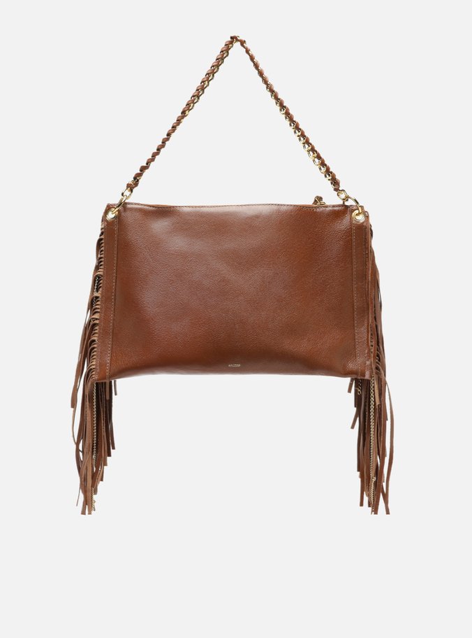 Bolsa Tiracolo Caramelo Couro Grande Franjas