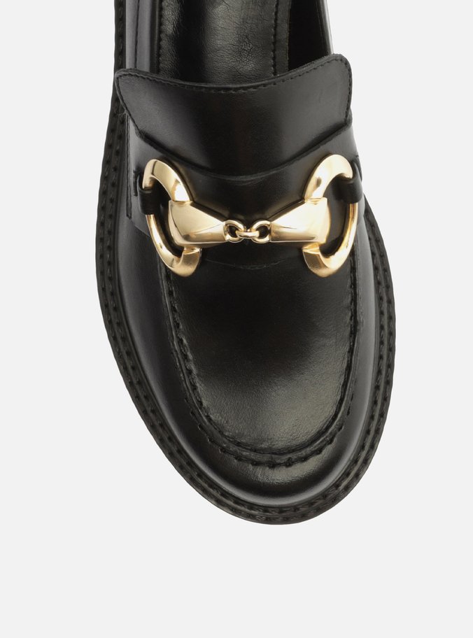 Mocassim Preto Couro Tratorado Livia