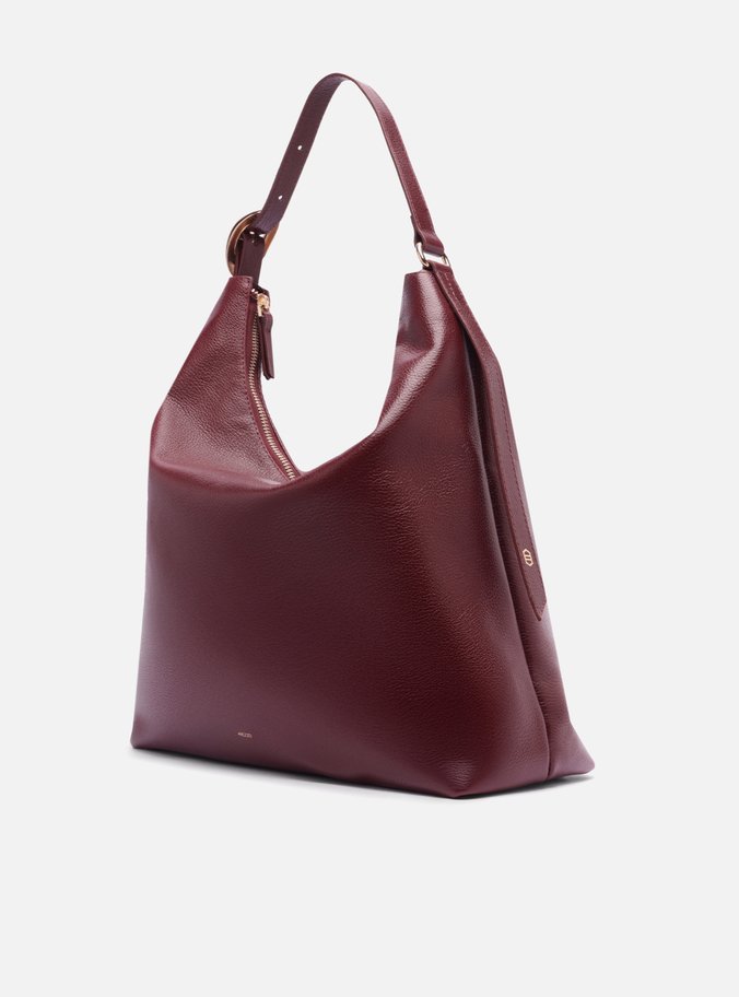 Bolsa Hobo Vermelha Couro Grande Básica