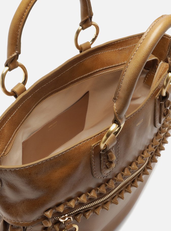 Bolsa Tote Caramelo Couro Estonado Grande Bolso