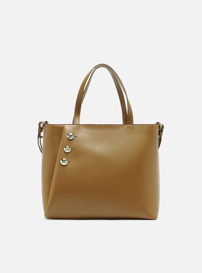 Bolsa Shopping Marrom Grande Detalhe Metais