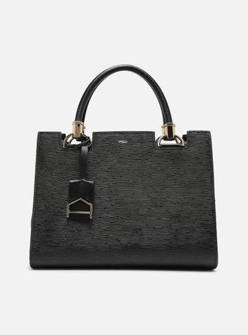 Bolsa Tote Preta Couro Abraccio Grande