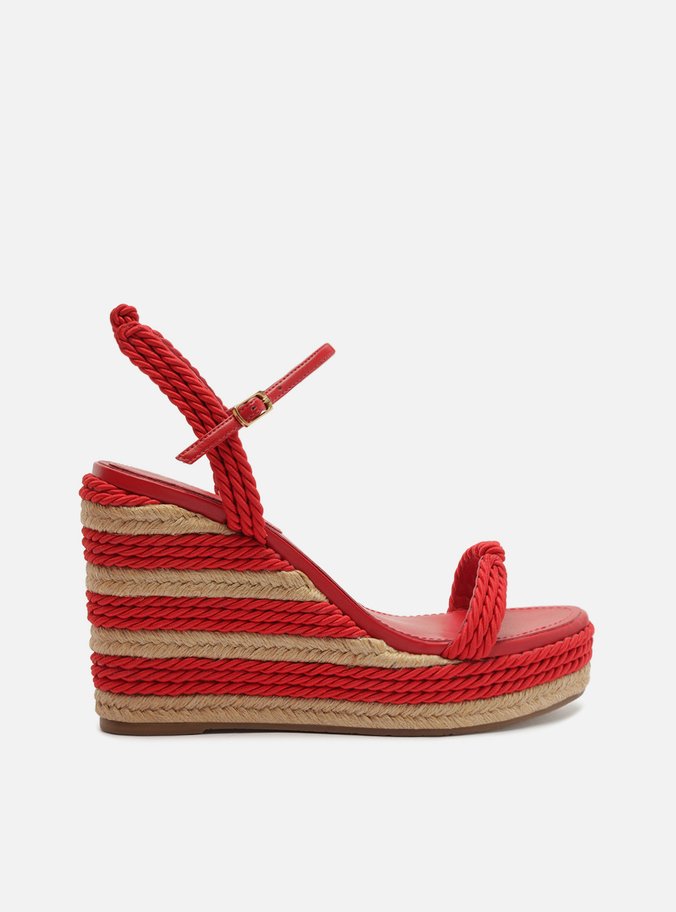 Sandália Espadrille Vermelha Plataforma Natural