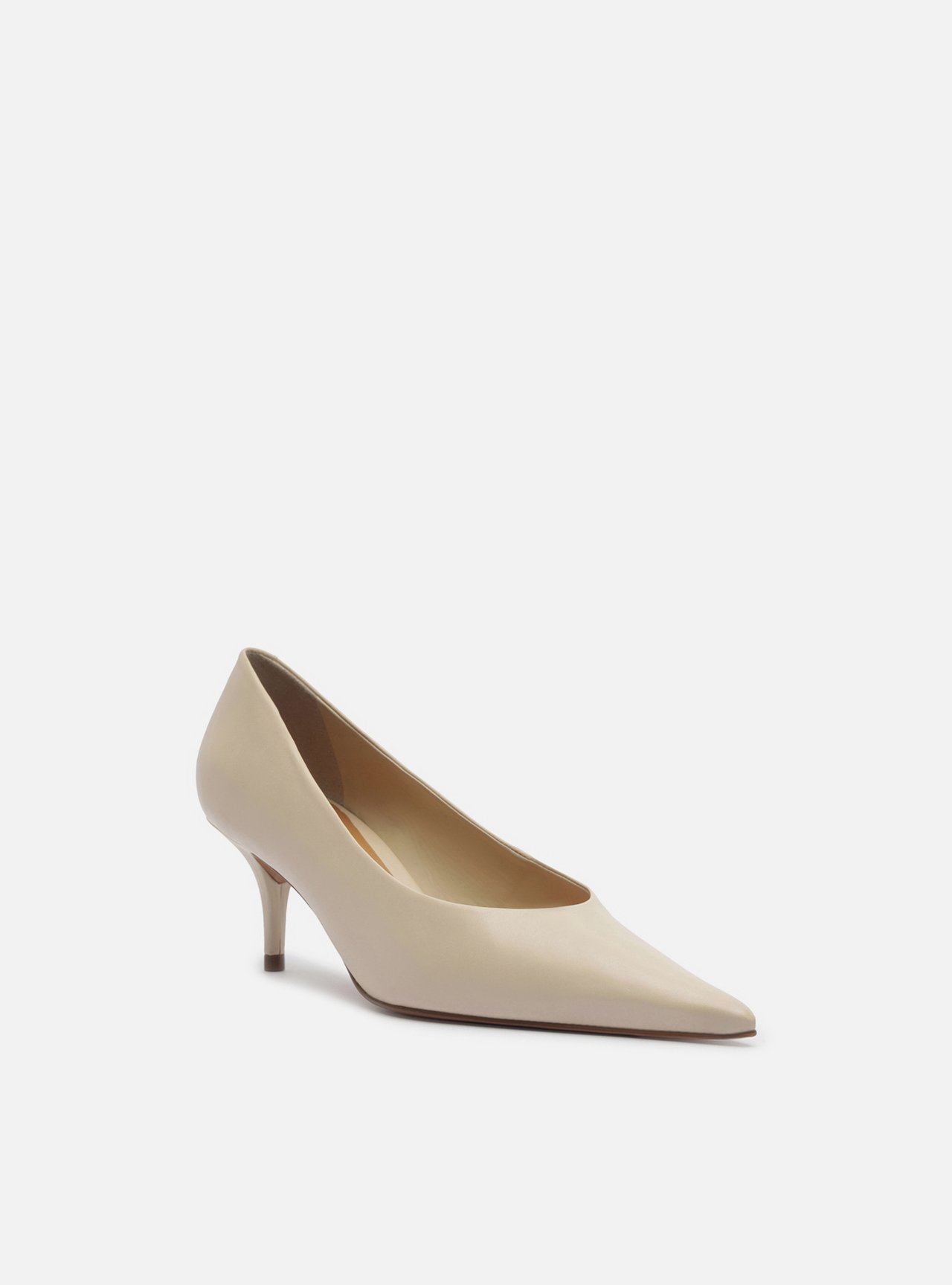 Scarpin Off White Couro Salto Baixo Fino Bico Fino — foto 2