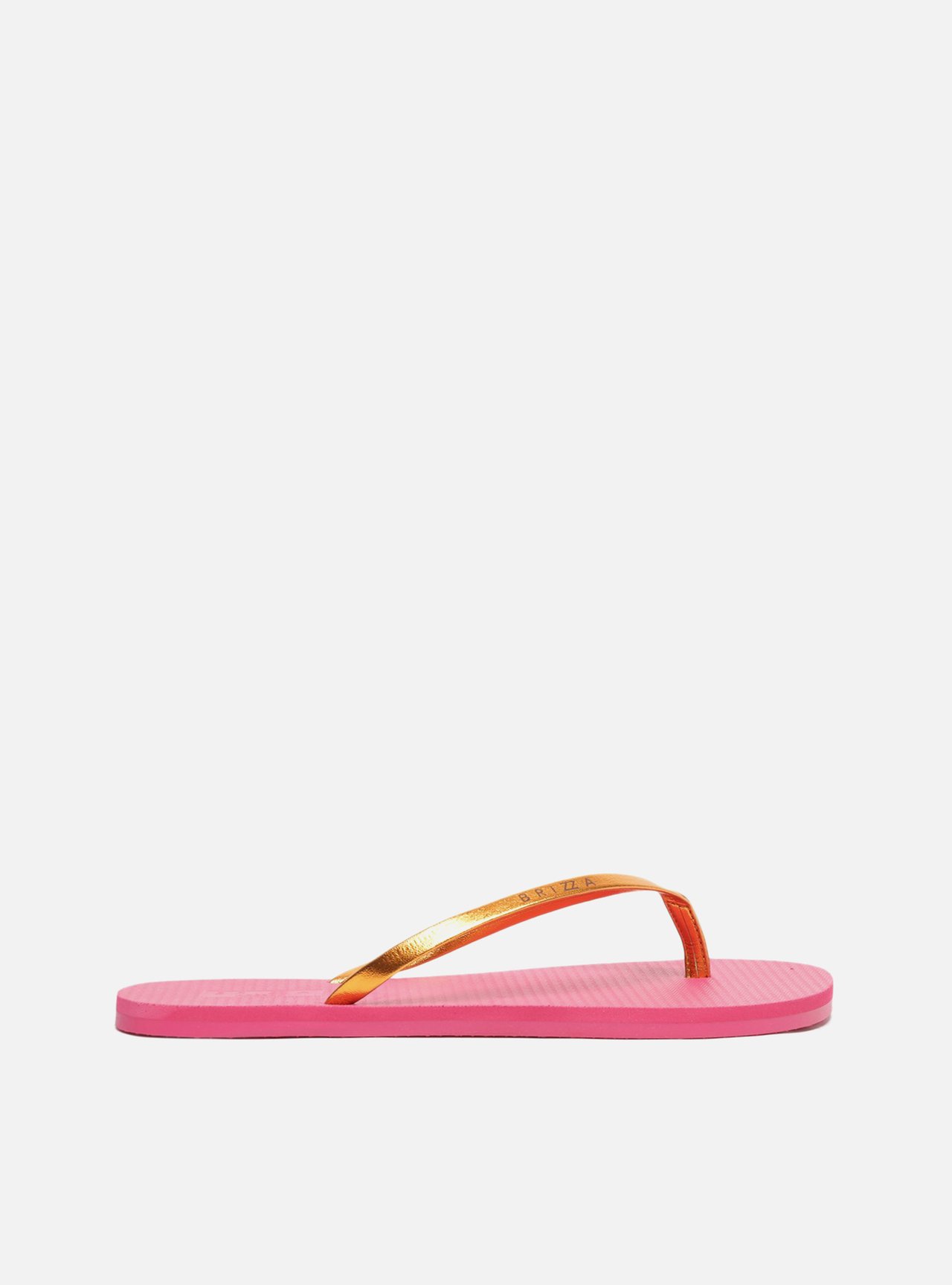 Chinelo de Dedo Rosa Tira Metalizada Laranja Brizza — foto 1