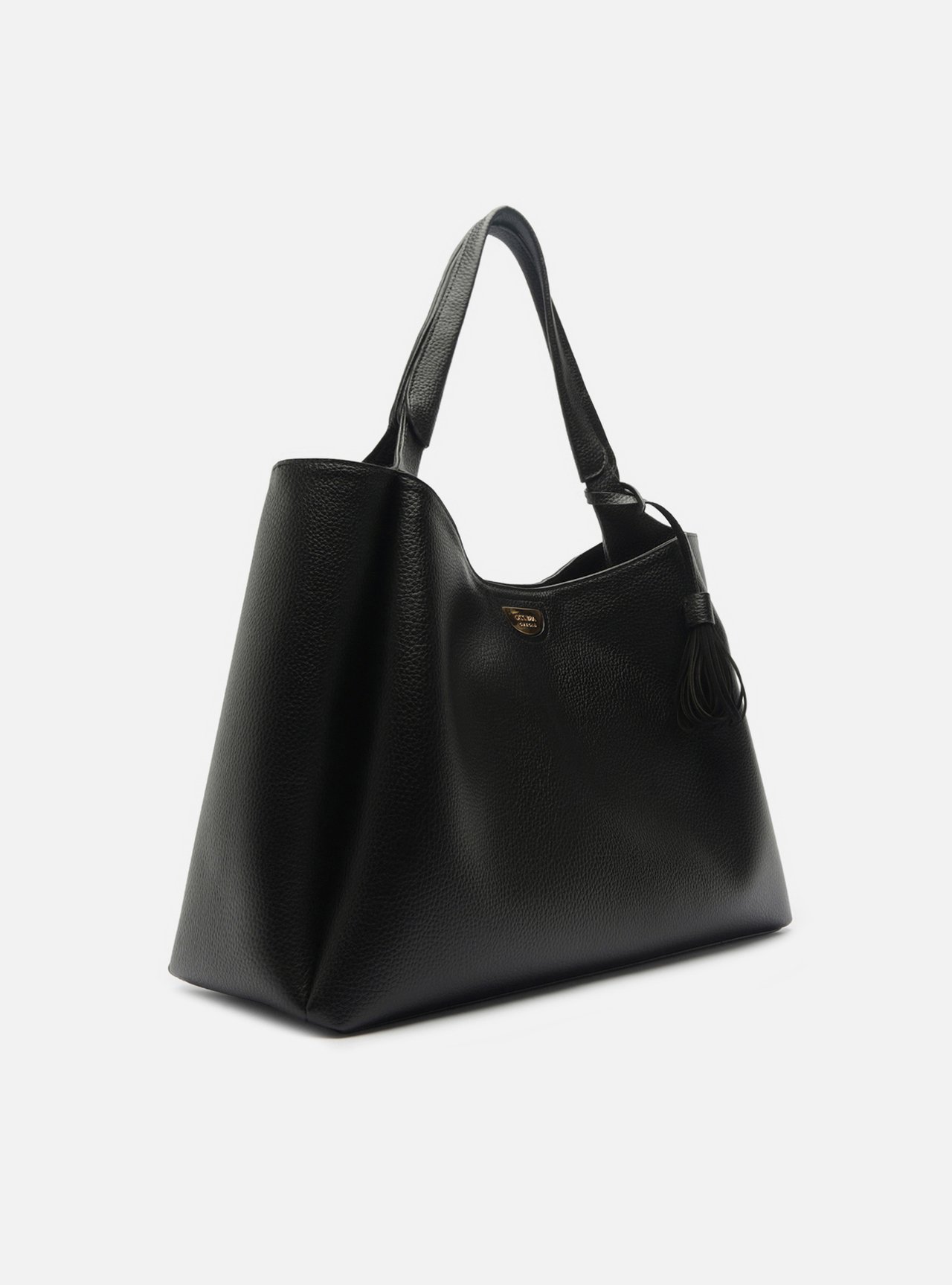 Bolsa Shopping Preta Grande Franja — foto 5