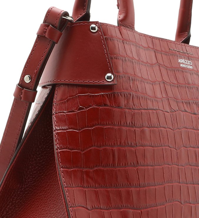 Bolsa Tote Vermelha Croco Roberta Grande Soft Rubi