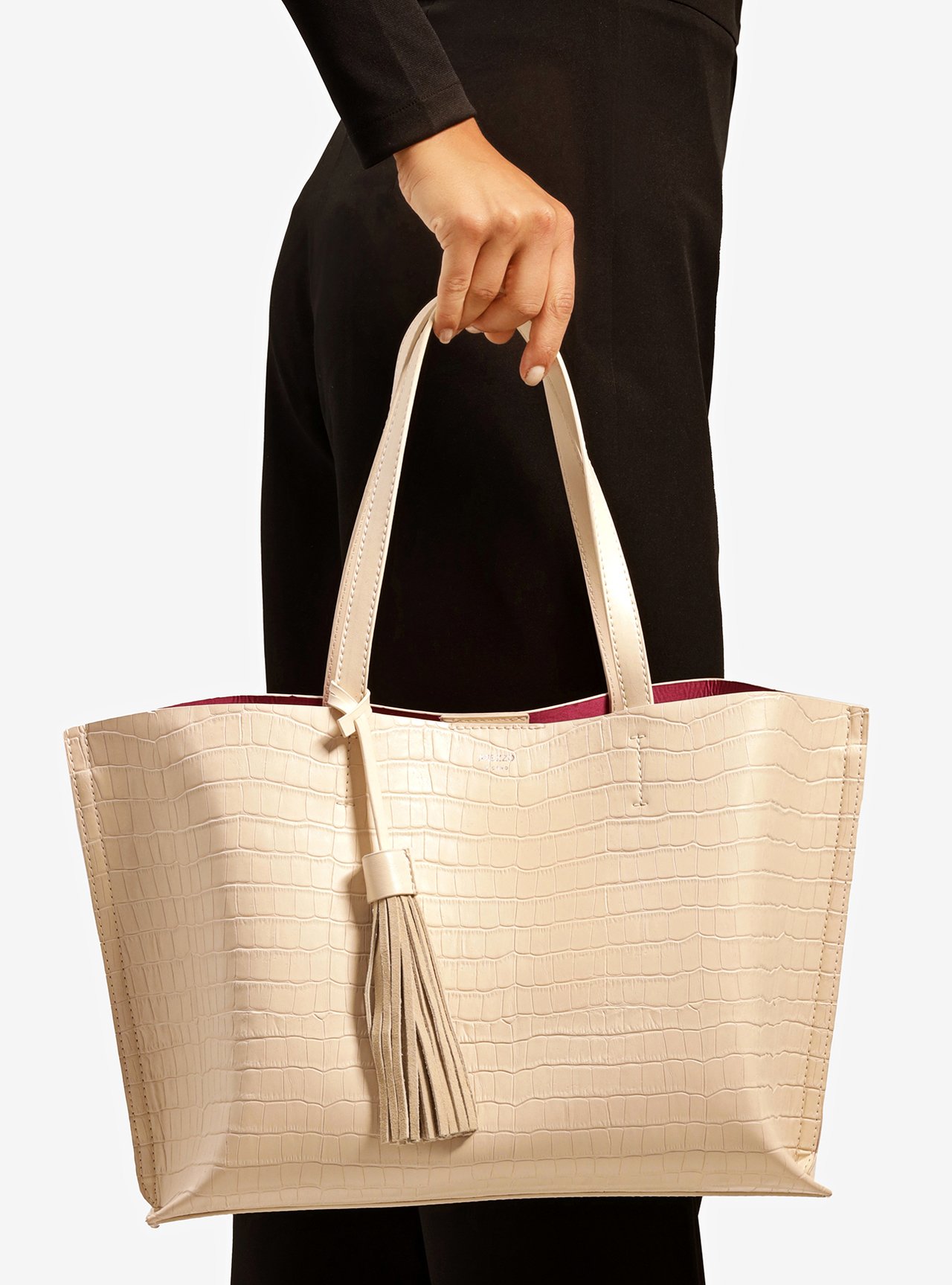 Bolsa Shopping Branca Croco Valentina Grande — foto 6
