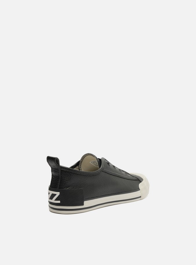 Tênis Slip On Preto Couro Elástico